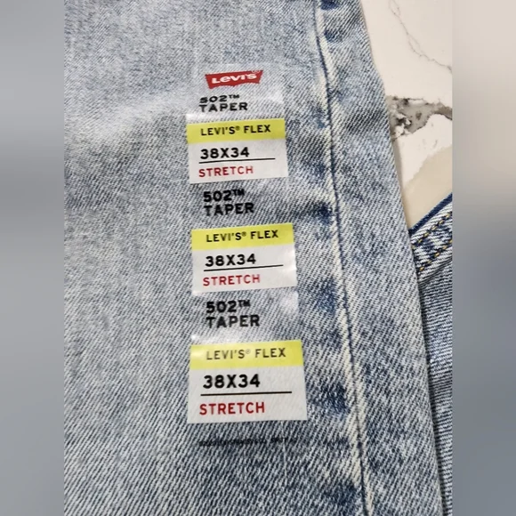 Levi's 502 Taper Stretch Blue Jeans Men's Size 38x34 - Picture 4 of 6